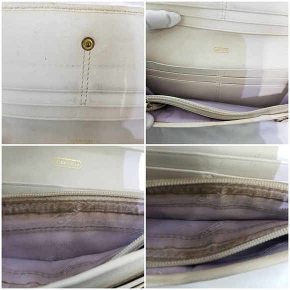 Coach Brown Signature Wallet Long Flap Front Jacquard Logo C Leather Ivory - Picture 12 of 12